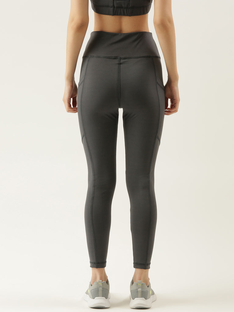 Active Grey Highwaist Tights With Side pocket Detailing