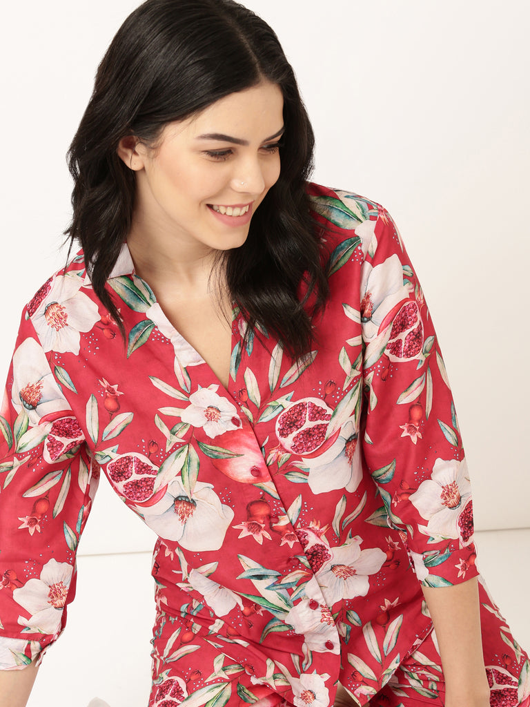 Muslin PJ Set- Cherry Red Tropical Fruit-Muslin Pj Set-Bannoswagger