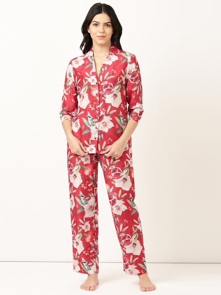 Muslin PJ Set- Cherry Red Tropical Fruit-Muslin Pj Set-Bannoswagger