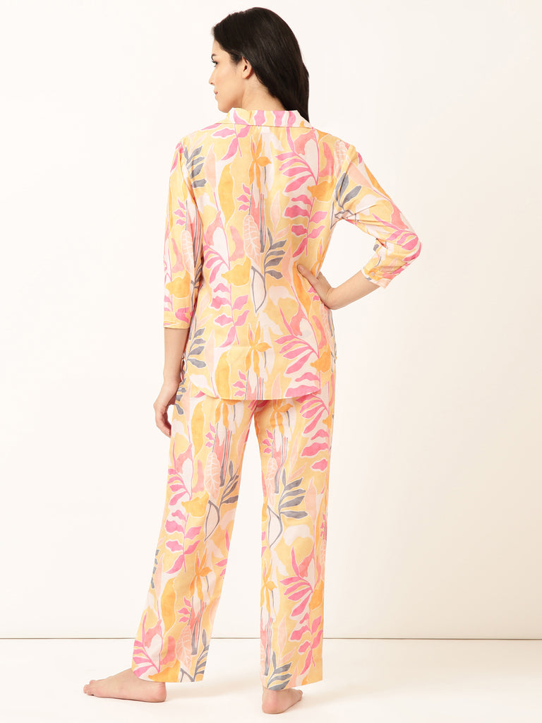 Muslin PJ Set- Yellow Tropical-Muslin Pj Set-Bannoswagger