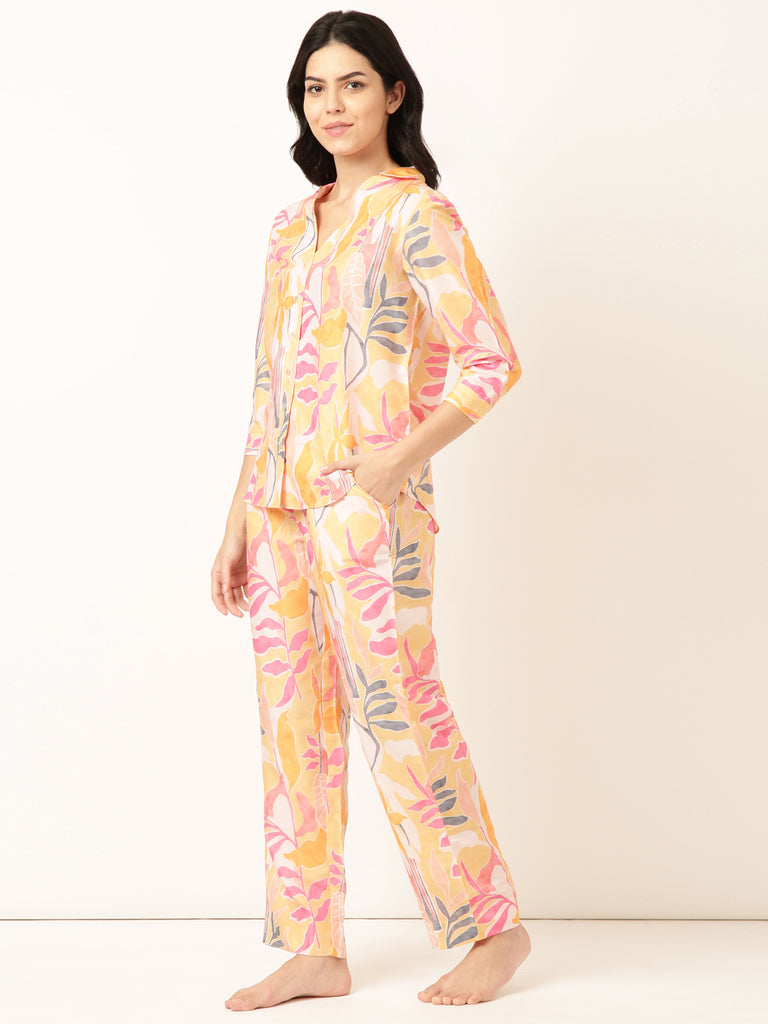 Muslin PJ Set- Yellow Tropical-Muslin Pj Set-Bannoswagger