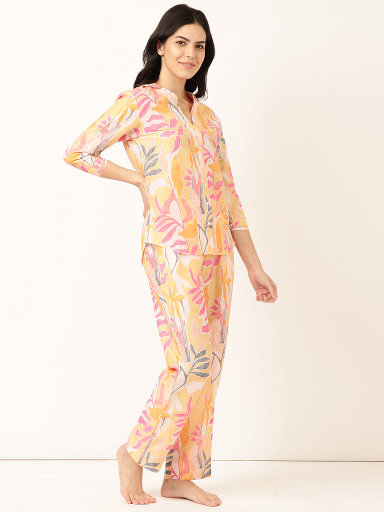 Muslin PJ Set- Yellow Tropical-Muslin Pj Set-Bannoswagger