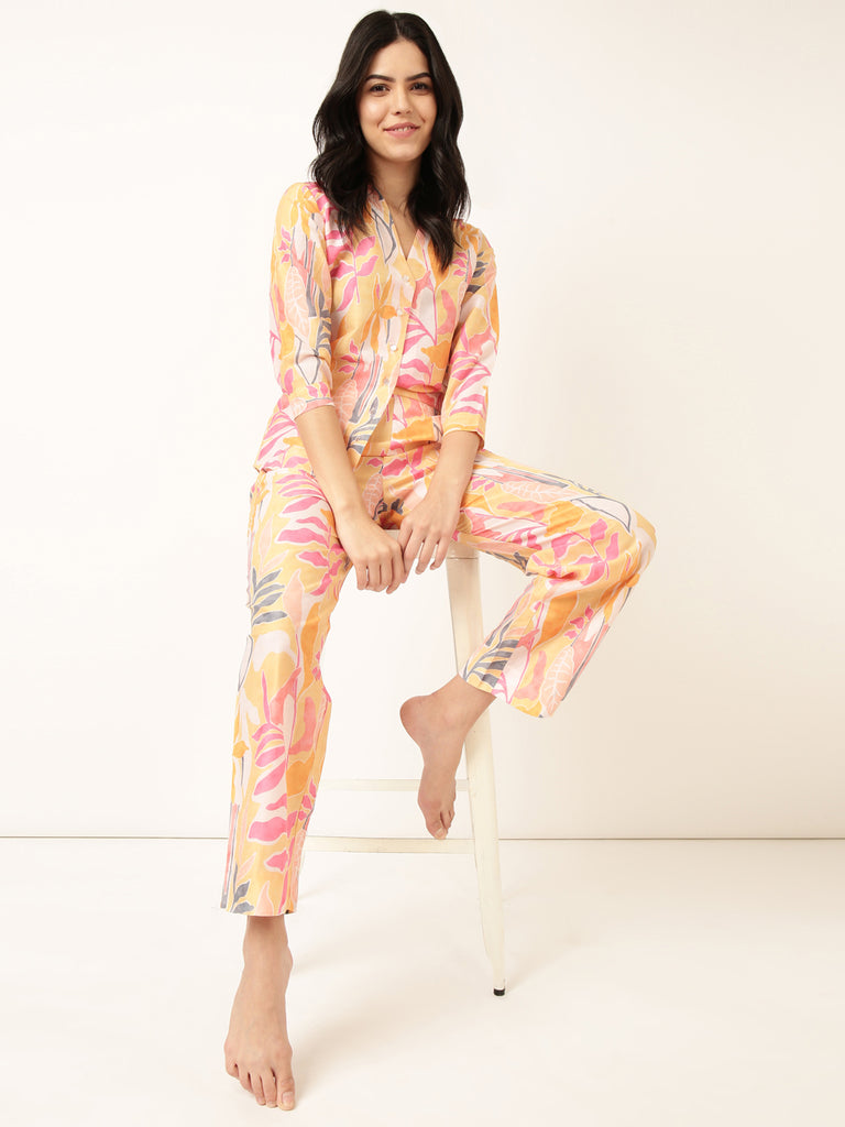 Muslin PJ Set- Yellow Tropical-Muslin Pj Set-Bannoswagger