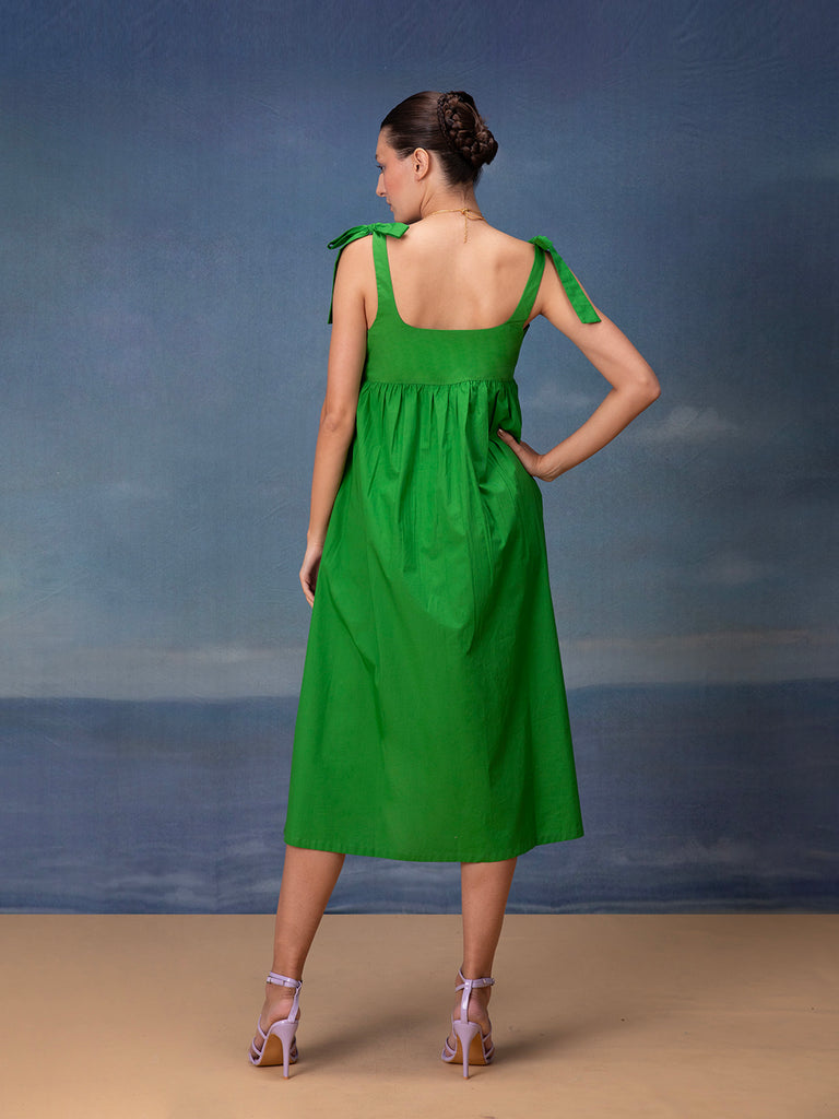 Emerald Elegance Midi Dress-Poplin 2-Bannoswagger