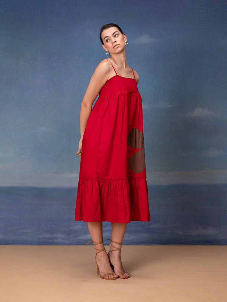 red midi dress for women