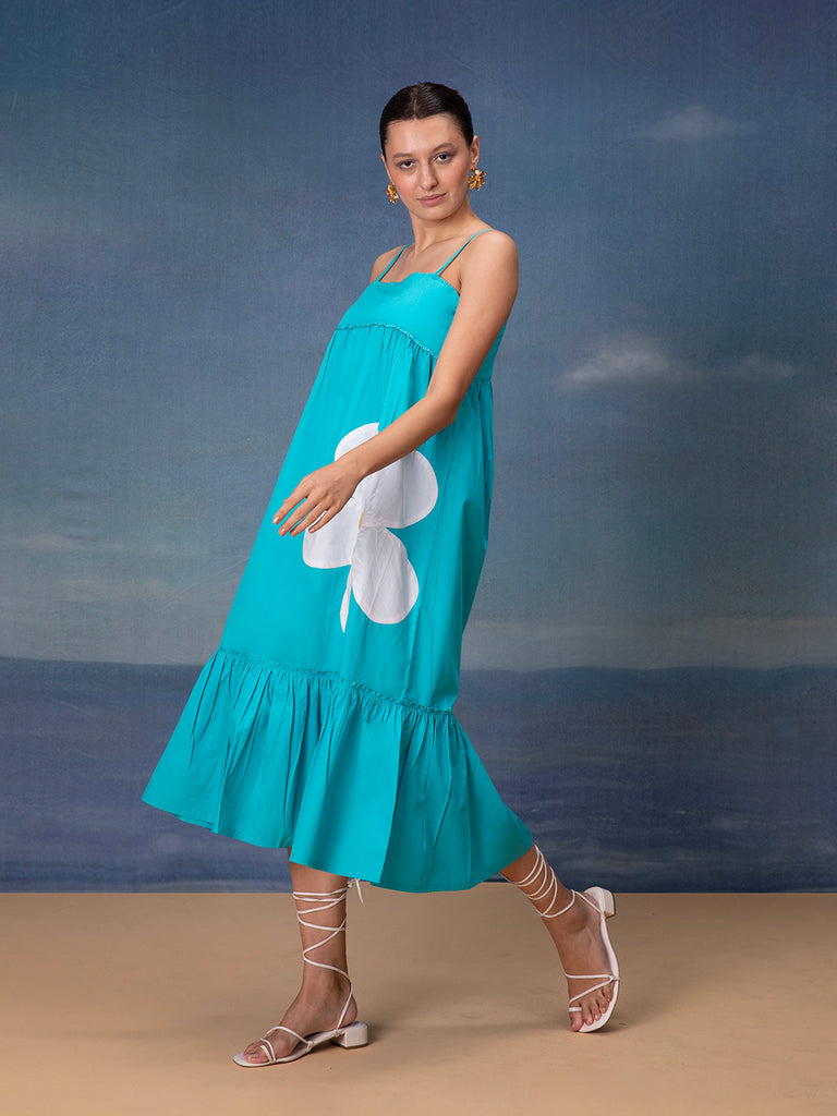 sky blue midi dress for women