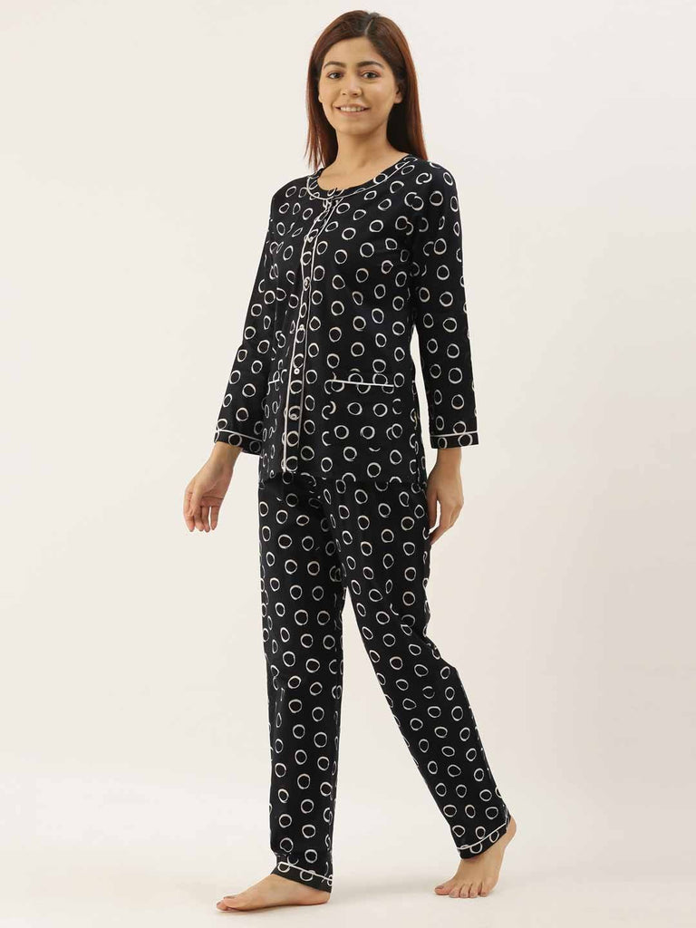 Black & White Printed Night Suit Night Suit Bannoswagger 