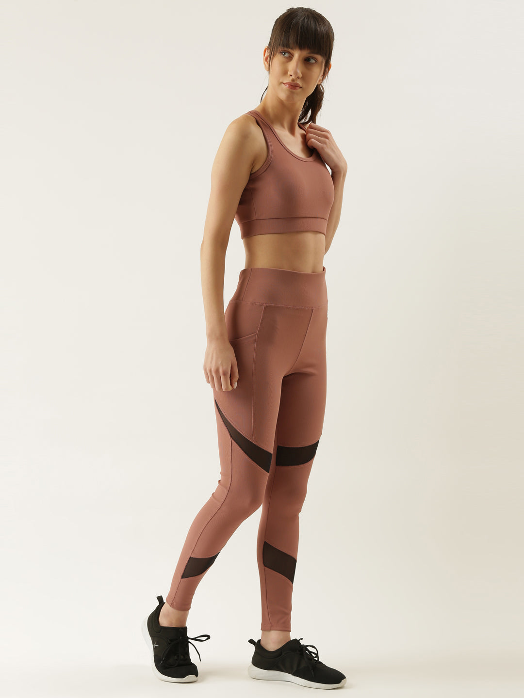 Women Nude Pink Tights And Sport bra Co-ord Set