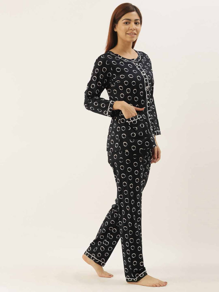 Black & White Printed Night Suit Night Suit Bannoswagger 