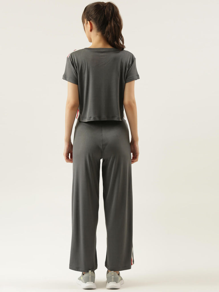 Women Grey T-shirt & Button Down Lounge Pant Co-ord Set-Super Sale 799-Bannoswagger