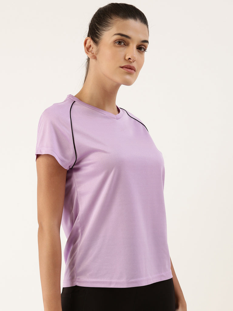 Women Solid Lilac Training T-Shirt-Active Tees-Bannoswagger
