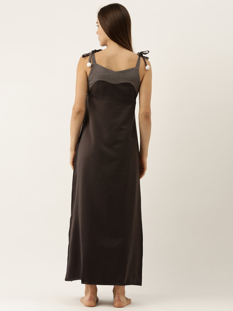 Cloudsoft Reversible Satin Charcoal Grey Slip Dress-Super Sale 599-Bannoswagger