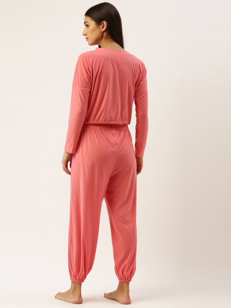 Luscious Peach P.M. to A.M. Crop Top & Sweat Pant Set-Super Sale 799-Bannoswagger