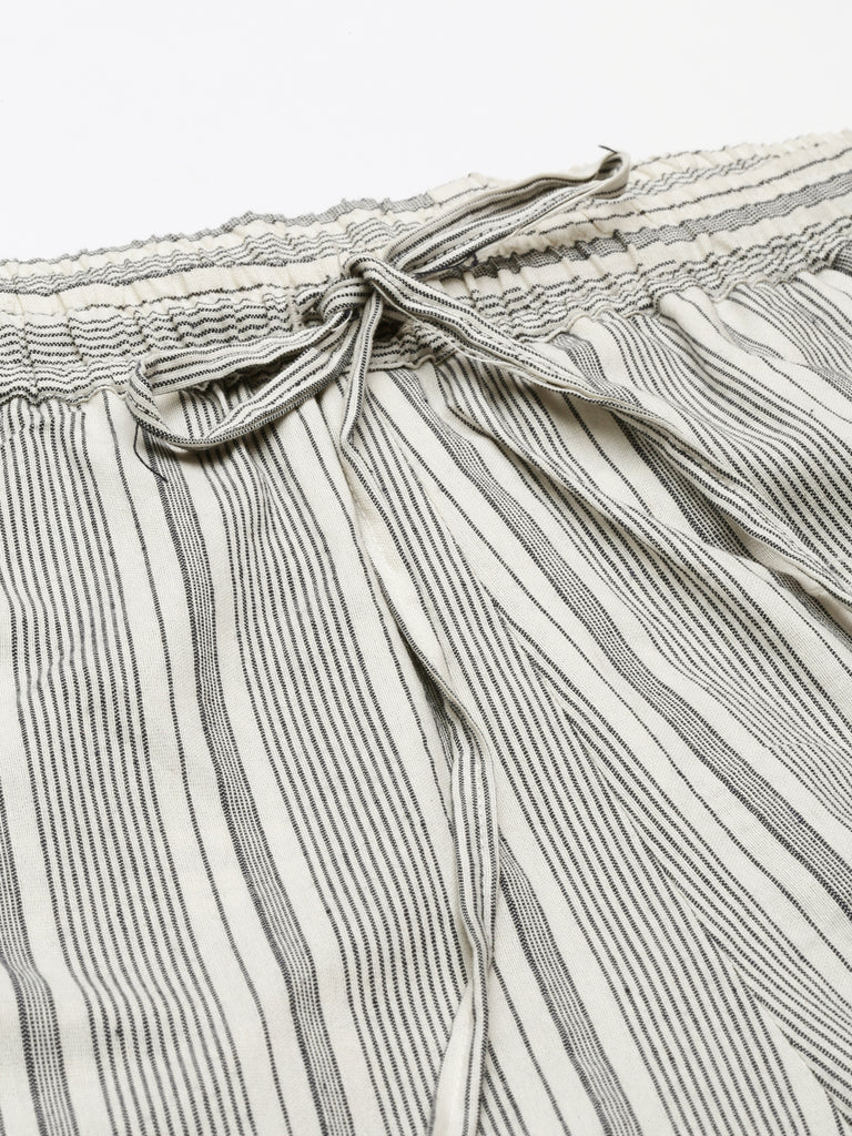 White Stripe Cotton Print Night Suit-Super Sale 799-Bannoswagger